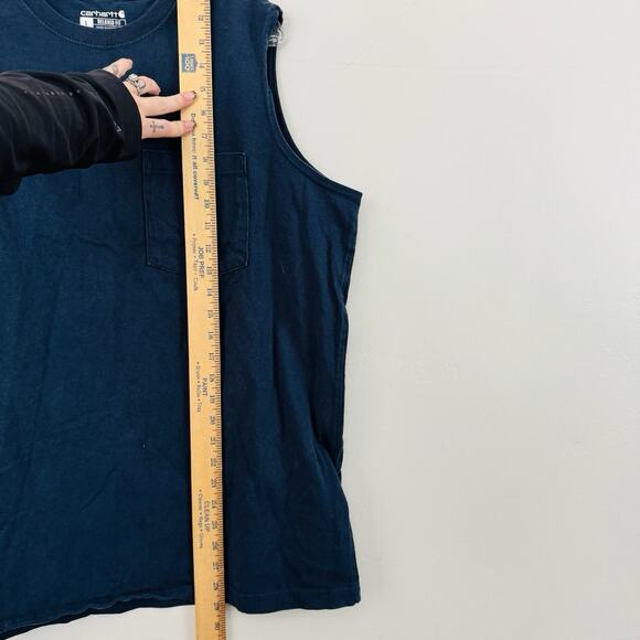 Carhartt Relaxed Fit Navy Blue Sleeveless T Shirt Men’s Size L - Picture 6 of 8